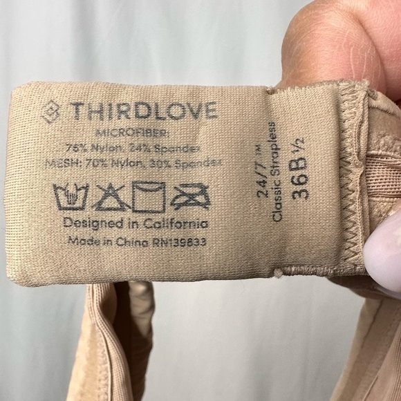 Thirdlove 24/7 Classic Strapless Bra in Nude Size 36B 1/2 Half Size - Picture 2 of 3